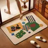 Alfombrilla de baño de dibujos animados, antideslizante, de secado rápido, resistente a las manchas, adecuada para usar en inodoros y cerca de las entradas del baño, a prueba de humedad y antibacteriana, hecha de tierra de diatomeas