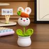 Boneca animal tecida à mão transfronteiriça flor coelho pequeno vaso lã crochê quarto enfeites de mesa podem ser encomendados