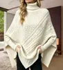Amazon 2026 Otoño/Invierno Suéter de Punto Trenzado con Mangas Murciélago Estilo Europeo y Americano para Mujer Cuello Alto Prendas de Punto de Capa Holgado Talla Grande