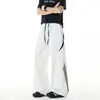 Calça de paraquedista bicolor, calça listrada de verão estilo americano de secagem rápida, folgada, reta, para uso casual ao ar livre na rua, para homens, com um visual descolado e casual.