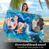 Toalla de Playa Temu Transfronteriza Más Vendida Lindo Dibujo Animado Estampado de Animales Marinos La Sirenita Toalla de Baño Infantil