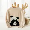 Chaleco de Punto de Cachemira Estilo Coreano para Niños con Dibujo de Panda Invierno Otoño Nuevo Estilo Unisex Versión Coreana Suelto Engrosado Suéter