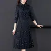 Nueva Falda de Otoño de Longitud Media Ajustada de Alta Gama Socialite Manga Larga Ropa de Otoño Vestido Plisado