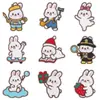 Patches bordados de coelho fofos da moda, coelho de Natal reparador de laços, patches bordados autoadesivos