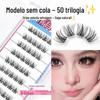 Qiumufang sem cola 5D trilogia cílios postiços autoadesivo natural de um segundo de simulação de pasta rápida cílios de cluster único
