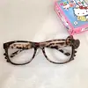 Subcultura Celebridad de Internet Espejo Lindo con Decoración de Lazo Gato Negro con Marco Estampado de Leopardo Gafas para Estilismo Sin Maquillaje Modernas