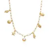 Collar de Cadena para Clavícula de Estilo Bohemio de Vacaciones en la Playa Transfronterizo Nuevo Europeo y Americano con Forma de Estrella de Mar, Concha y Perla, Informal de Moda