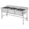 Lavabo Grande de Acero Inoxidable para Guardería, Escuela, Baño Escolar, Comedor 304 Espesado y Reforzado