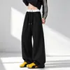 Cintura contrastante de diseño vanguardista, hipoalergénica, suave y lisa, pants pesados para hombre y mujer, otoño, pierna recta holgada, para bailar, deportes, uso casual