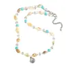 Joyería de moda bohemia concha cuentas de arroz turquesa collar colgante de estrella de mar de playa cadena para el cuello de cuentas de cristal de concha