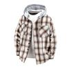 Comércio Exterior Transfronteiriço Camisa Masculina de Manga Longa Xadrez com Capuz Marca Tendência Retro Americana Casual Solta Tamanho Plus Camisa Jaqueta