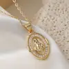Aogu Hot-Selling Transfronteiriço Nicho Retro Banhado a Cobre Ouro 18K Zircônia Geométrico Pingente Colar Simples e Único Corrente Clavícula