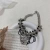 Doce Cool Spice Girl Temperamento Hollow Love Tassel Black Bow Colar Nicho Moda Personalidade Clavícula Corrente