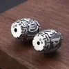 Atacado de fábrica joias de prata de lei S925 pulseira de prata tailandesa retrô acessórios diy seis palavras palavras verdadeiras contas cilíndricas contas