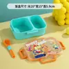 La lonchera térmica ligera más vendida para niños, diseño de dibujos animados en plástico de grado alimenticio, dos o tres compartimentos, adecuada para estudiantes de primaria y uso doméstico