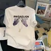 Camiseta de Manga Corta Marca de Moda Camiseta para Hombre Talla Grande para Hombre Holgada Cuello Redondo Estampada Estilo Coreano Top de Moda Ins Comercio Exterior Transfronterizo