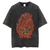 Camiseta de Manga Corta para Hombre de Aliexpress Transfronteriza Estampado de Anime Naruto Camiseta Retro Algodón Puro Negro Lavado Top