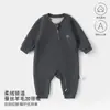 Mono de una pieza con cremallera diagonal, estilo primavera y otoño, mameluco de manga larga para bebé, ropa de estar en casa, body de cuello redondo