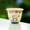 Taza Maestra de Cerámica Blanca de Mineral de Roca del Fabricante Taza de Té Flor de Amor Mariposa Gato Lindo Taza de Té Especial Pequeña para Mujeres Juego de Té