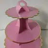 Soporte para Pasteles de Tres Niveles con Sello Dorado 2025 para Fiestas de Cumpleaños, Exposiciones, Exhibición de Postres y Snacks, En Stock para Venta al por Menor y al por Mayor, Accesorios Sencillos
