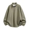 Sudadera con media cremallera diagonal para hombre, nueva marca de moda primavera/otoño, suéter holgado, chaqueta resistente para adolescentes