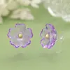 Pendientes de Pétalos de Cristal Degradado, Tachuelas de Flor Pequeña, Estilo de Nicho, Accesorios Estilo Chino Hanfu, Pendientes Florales Simples