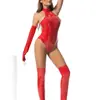 Luo Yifei brilhante sexy justo espelhado PVC peça única couro PU couro patente zíper calça macacão couro brilhante + cinto