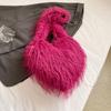 Europa y Estados Unidos bolsa cruzada nueva de pelo Mao Mao personalizada bolsa de hombro de amor versátil para chica bolsa de mensajero moda coreana estilo borlas