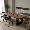 Mesa de Chá Grande em Madeira Maciça e Conjunto de Cadeiras Estilo Chinês Minimalista Moderno Luxo Leve Sala de Estar Madeira Natural Mesa de Chá para Escritório em Casa