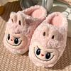 Labubu Comercio Exterior Otoño e Invierno Pantuflas Personalizadas Transfronterizas Acolchadas de Algodón Pantuflas Cálidas Cerradas de Felpa para Mujer