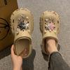 Sapatos de furo de 5 cm de sola grossa doce estilo legal design de alto nível estrela de cinco pontas chinelos de pérola para as mulheres usarem respirável do lado de fora