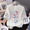 Nova Camiseta de Algodão Puro de Manga Curta para Meninas Verão 2026, Estilosa Camiseta Top Estampada Fofa para Crianças Bebês