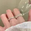 Anillo Abierto Minimalista de Encaje Hueco para Mujer, Diseño Único, Apilable, Anillo Ajustable para Dedo Índice, Anillo Personalizado