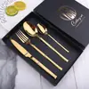 Juego de cubiertos de acero inoxidable para caballero transfronterizo, tenedor, cuchara, tenedor de postre, vajilla de regalo para hotel y restaurante, se puede imprimir logotipo