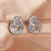 Pendientes de Zirconia con Incrustaciones de Cobre para Mujer, Broqueles de Aguja de Plata, Pendientes Simples de Moda, Diseño de Doble Anillo, Clips para Orejas con un Estilo Refinado y Elegante