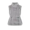 Atacado de Fabricantes de Roupas Femininas Transfronteiriças 2025 Aliexpress Moda Popular Casual Sem Mangas Gola Alta com Cinto Tops