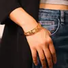 Pulsera Abierta de Cadena con Corte Geométrico Exagerado de Rueda de la Fortuna Acero Inoxidable Chapado en Oro de 18 Quilates Joyería Estilo Europeo y Americano Venta al por Mayor
