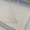 S925 Sterling Silver Bow Colar Simples Das Mulheres Estilo ins Vermelho Equitação Livro Mesmo Estilo Doce Clavícula Cadeia Moda Jóias