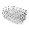 Accesorios para Freidora de Aire Estante Rectangular de Tres Niveles Parrilla para Papas Fritas Estante para Cocinar al Vapor Estante para Barbacoa de Acero Inoxidable Utensilios de Cocina
