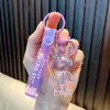 Llavero Creativo de Conejo de Cristal Acrílico Transparente con Polvo de Colores Colgante para Llavero de Coche Decoración de Bolso