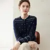 Suéter de Caxemira Novo Outono e Inverno 2025 Feminino Gola Redonda Tricô Jacquard Camisa Base Jaqueta Suéter Top