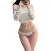 Tanga de renda sexy com decote halter, doce, de empregada, com tiras cruzadas e laço, atacado e dropshipping