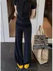 Calça Casual de Bolinhas de Cintura Alta/Baixa para Mulheres Altas, Estilo Preguiçoso de Verão, Calça Longa Ligeiramente Flare