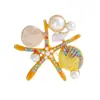 Broche Estilo Coreano Ins Esmalte Colorido Vida Marinha Estrela do Mar Concha Broche da Moda para Senhoras Diamante Pérola Corsage de Alto Padrão