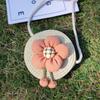 Bolso Pequeño de Paja Tejido a Mano, Bolso Desnudo, Bolso de Paja Floral para Niños, Bolso Cruzado, Bolso Nube, Moderno y Versátil