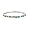 Joias de Hip-hop Aço Inoxidável 316 Zircônia Corrente Tennis 3-5MM Diamante Completo Pulseira Esmeralda TennisChain