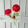 3 Flores de Peonía Artificiales con Acabado de Terciopelo para Arreglos de Boda, Arreglos Florales y Decoración de Sala de Estar