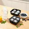 Bandeja cuadrada de silicona para cubitos de hielo de 4 compartimentos con tapa, molde para hacer hielo con tapa para evitar la mezcla de olores, bandeja de hielo de silicona para uso casero