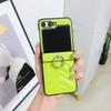 Funda para teléfono Samsung ZFlip5 con hebilla de anillo ondulado para ZFlip6/4 generación, funda protectora de cuero plegable con borde cruzado