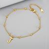 Tobillera de Cadena con Letras y Perlas de Moda Europea y Americana Versátil para Mujer Cadena de Tobillo de Acero de Titanio Elegante Elegante